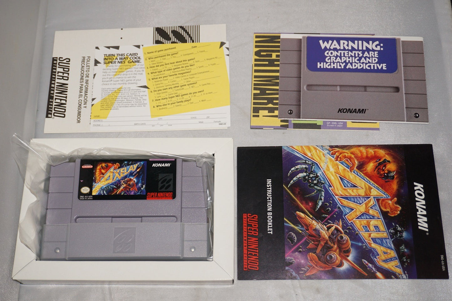 Axelay (Super Nintendo SNES) Complete in Box w/ Reg Card CIB
