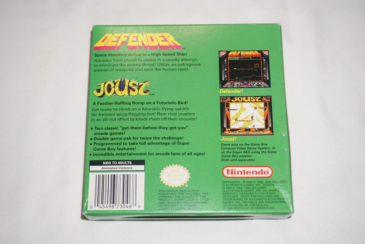 Arcade Classic 4: Defender and Joust (Nintendo Game Boy) Complete in Box CIB