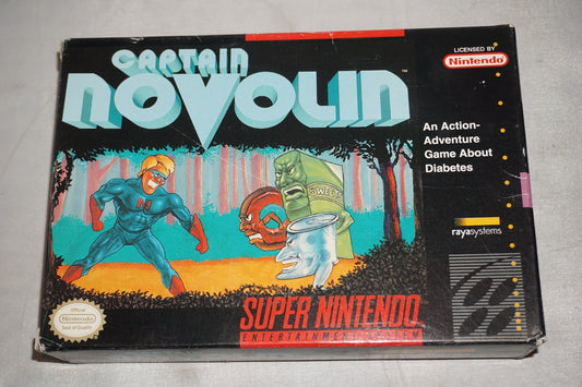 Captain Novolin (Super Nintendo SNES) Complete in Box w/ Reg Card Poster CIB