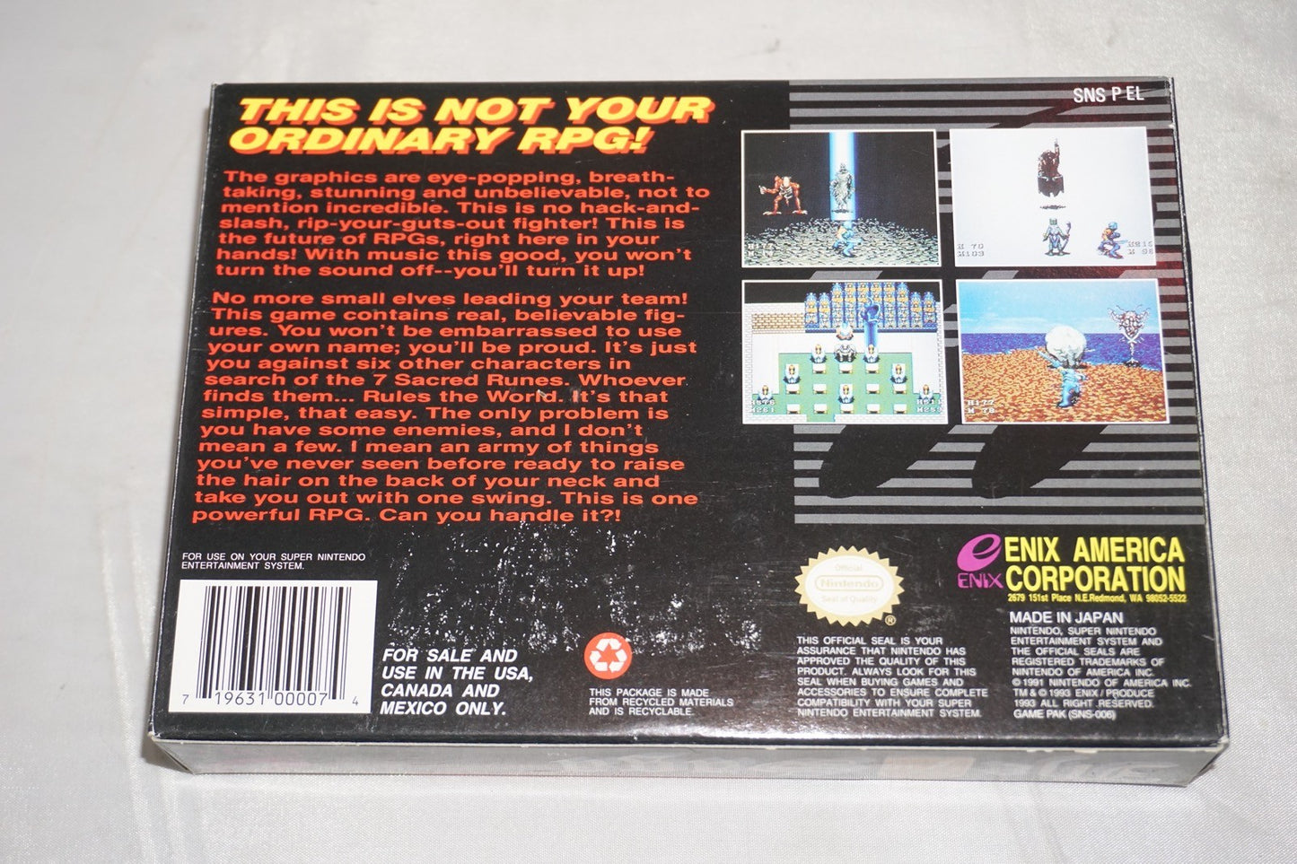 7th Saga (Super Nintendo SNES) Complete in Box w/ Map & Reg Card CIB