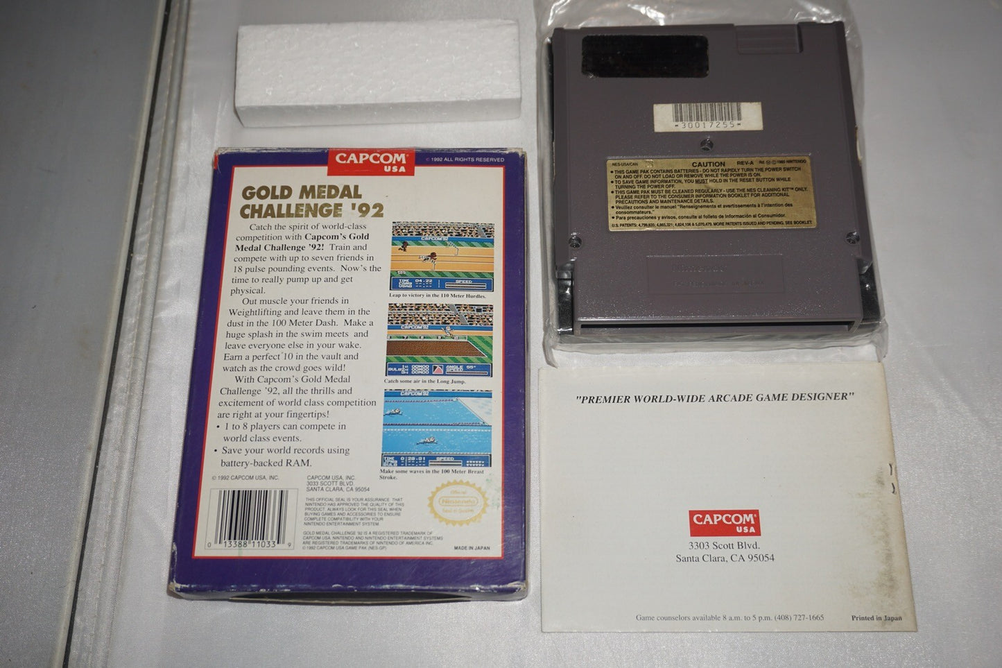 Gold Medal Challenge 92 Capcom's (Nintendo NES) Complete in Box CIB