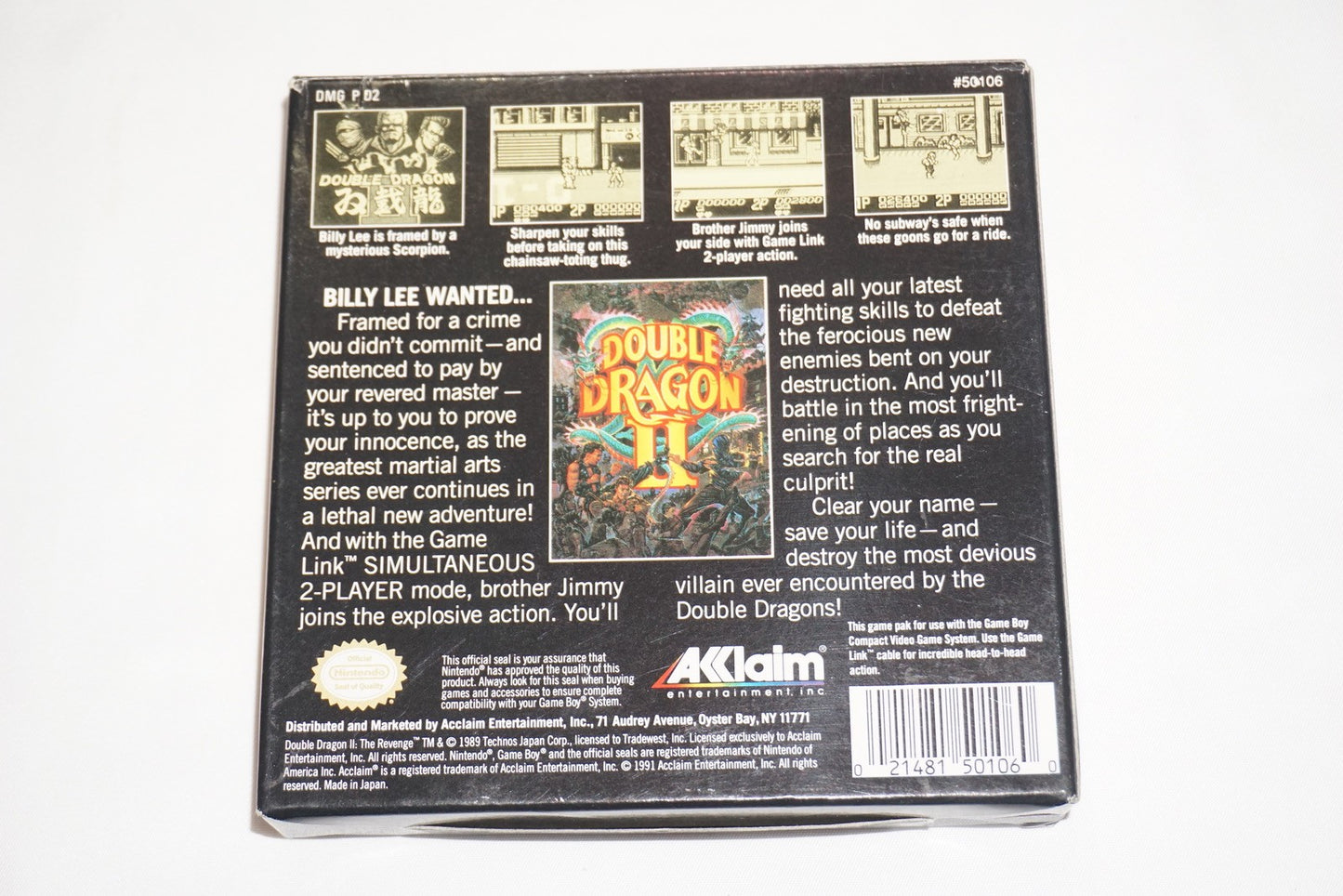 Double Dragon II 2 (Nintendo Game Boy Gameboy) Complete in Box CIB