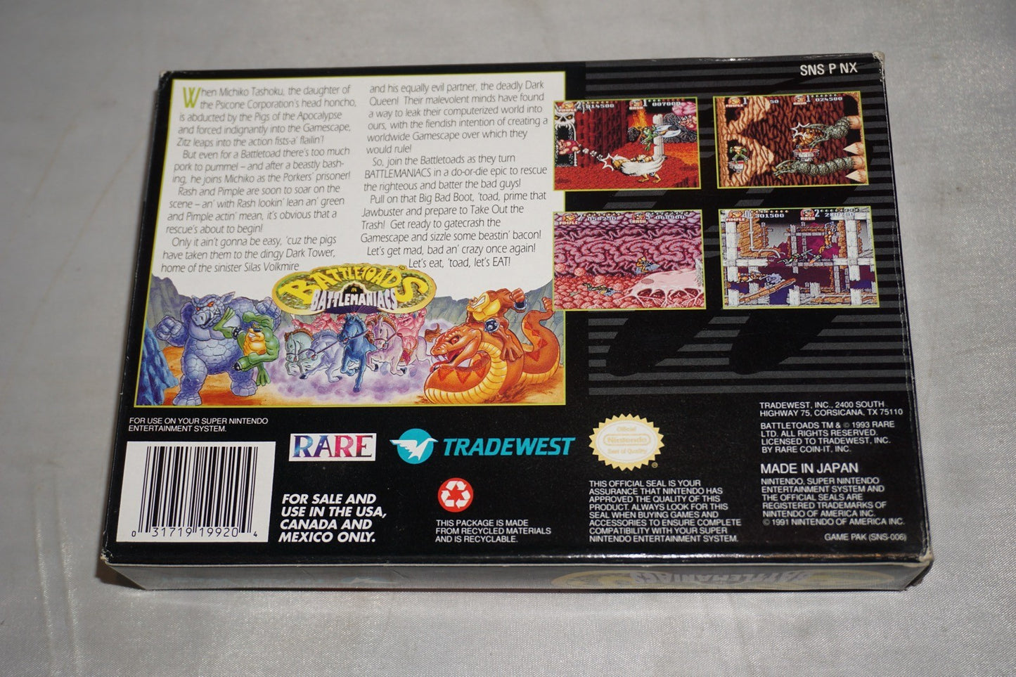 Battletoads In Battlemaniacs (Super Nintendo SNES) Complete in Box CIB