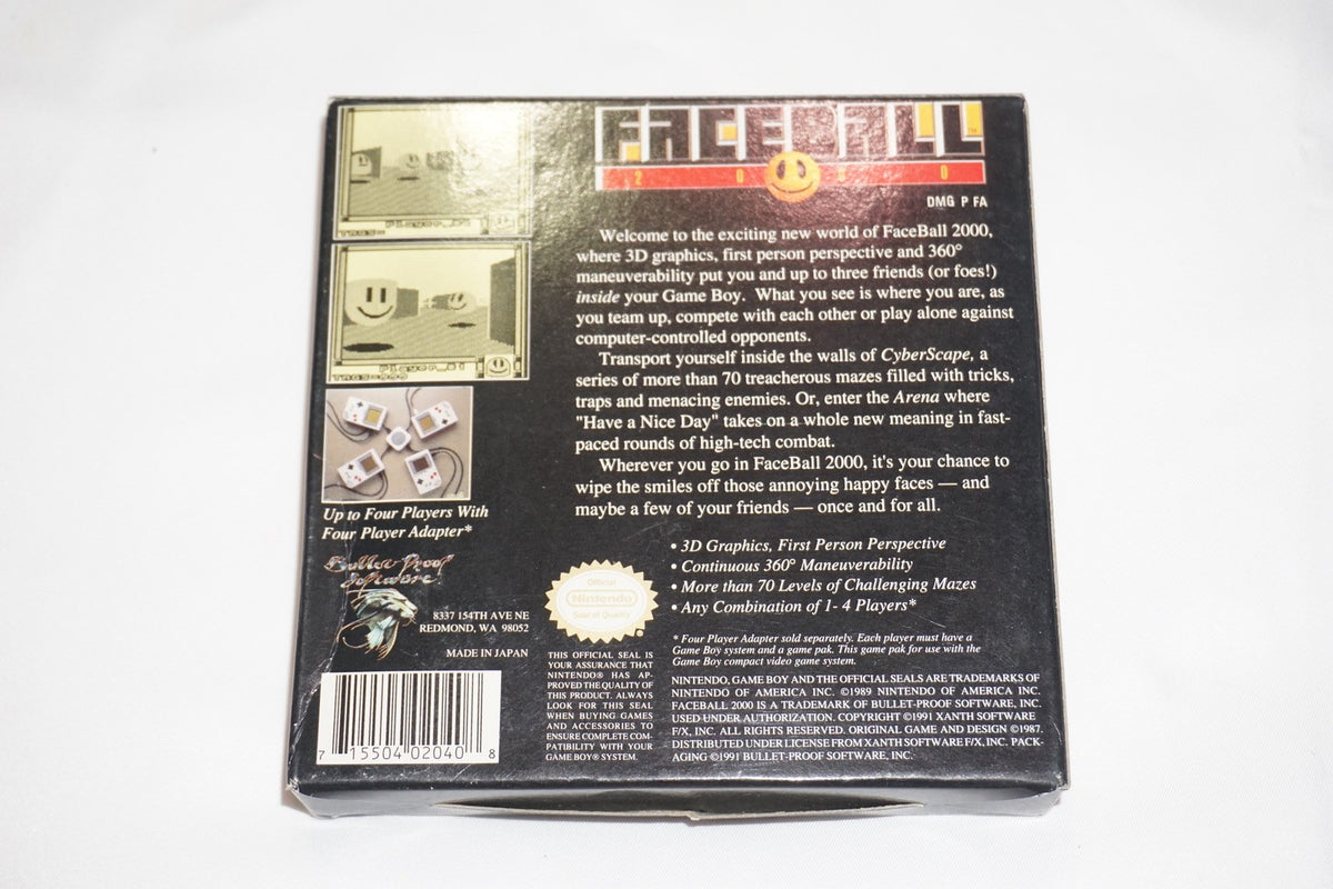 Faceball 2000 (Nintendo Game Boy Gameboy) Complete in Box w/ Reg CIB