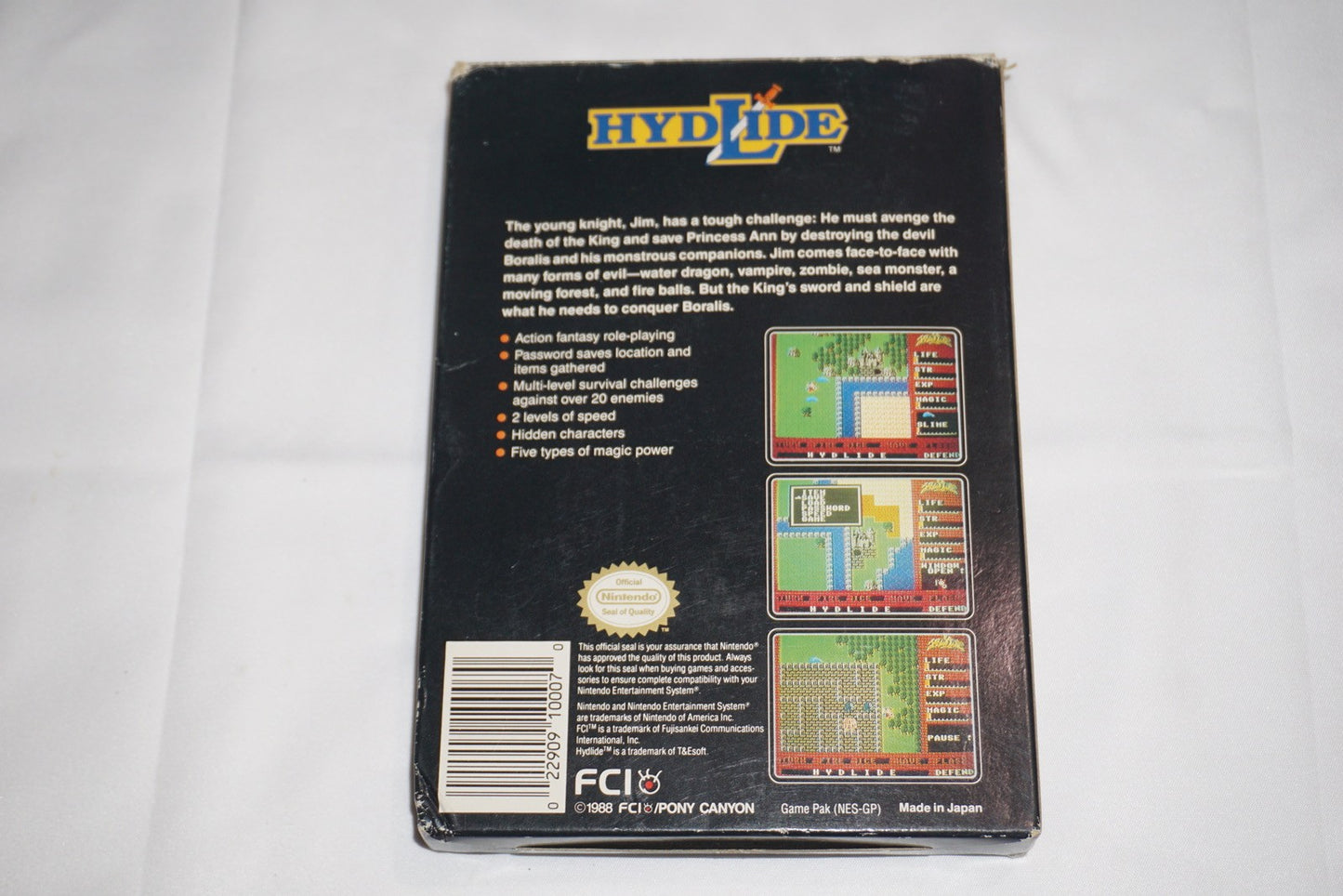 Hydlide (Nintendo NES) Complete in Box CIB