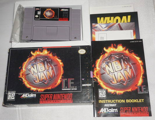 NBA Jam T.E TE Tournament (Super Nintendo SNES) Complete w/ Reg Poster GREAT