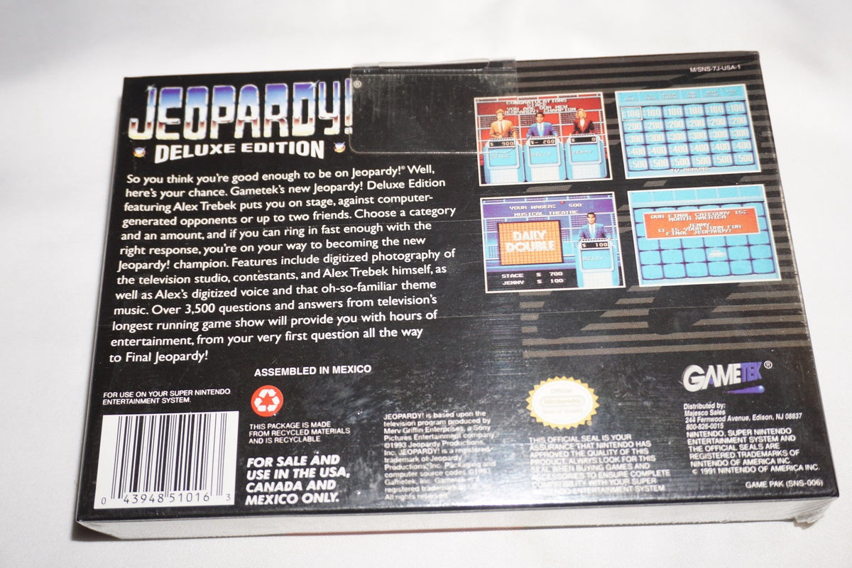 Jeopardy Deluxe Edition (Super Nintendo SNES) NEW Sealed