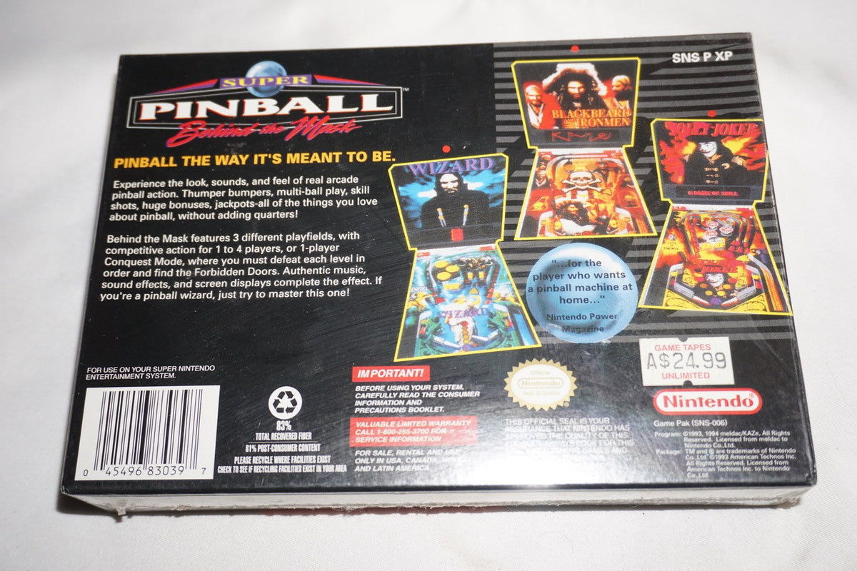 Super Pinball: Behind the Mask (Super Nintendo SNES) NEW Sealed