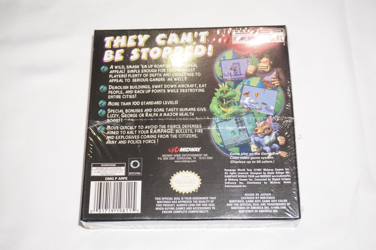 Rampage World Tour (Nintendo Game Boy Color Gameboy) NEW Sealed