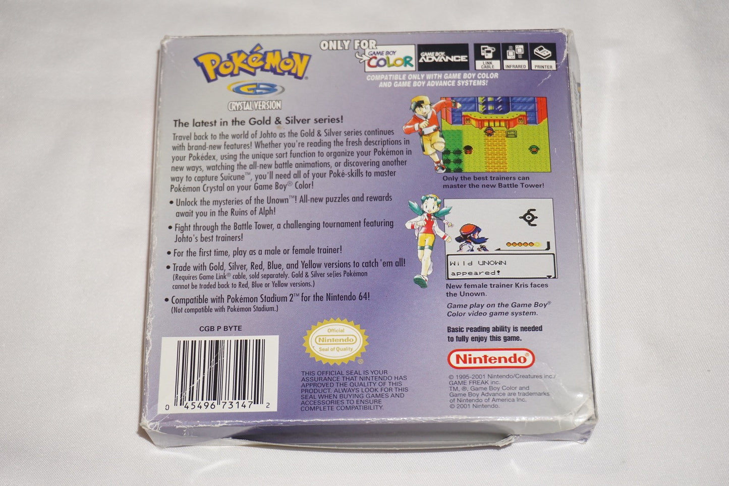Pokemon Crystal (Nintendo Game Boy Color) Complete in Box CIB Saves