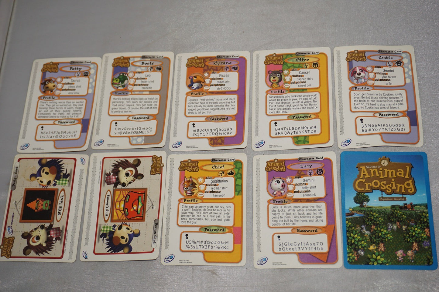 Animal Crossing E Reader Character Cards (Gamecube Advance GBA)