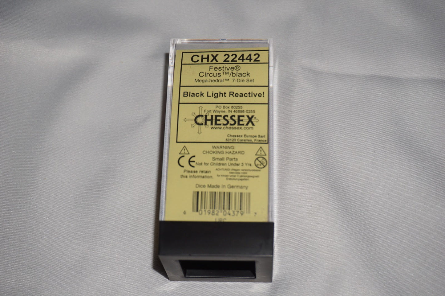 Chessex 22442 Festive Circus / black Mega-Hedral CHX Dice Set NEW Sealed