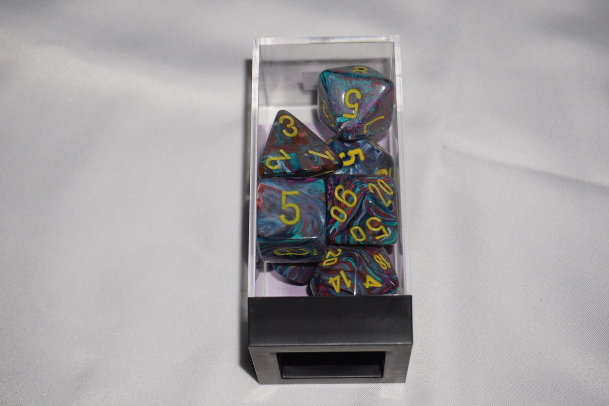 Chessex 22450 Poly Mega-hedral Festive Mosaic & Yellow CHX Dice Set NEW Sealed