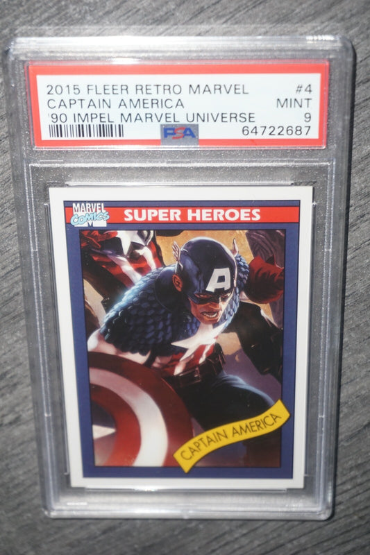 Captain America #4 2015 Fleer Retro Marvel 90 Impel Universe Mint Psa 9