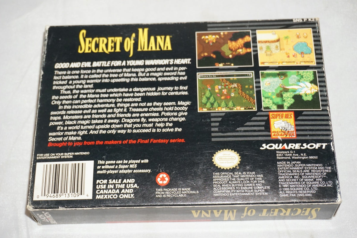 Secret Of Mana (Super Nintendo SNES) Complete in Box w/ Map Book Offer CIB
