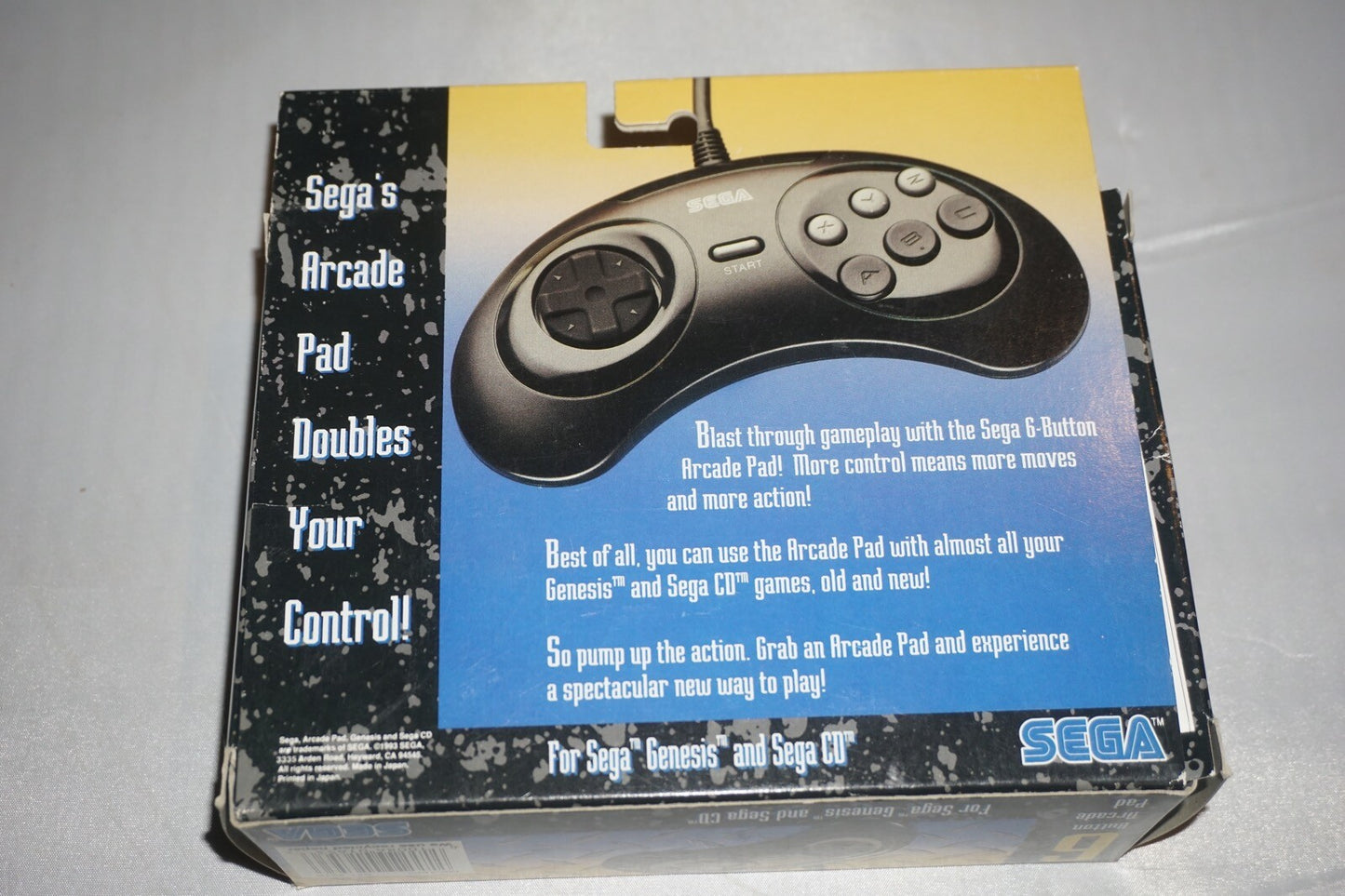 6 Button Arcade Pad Controller (Sega Genesis CD) Complete CIB Official OEM