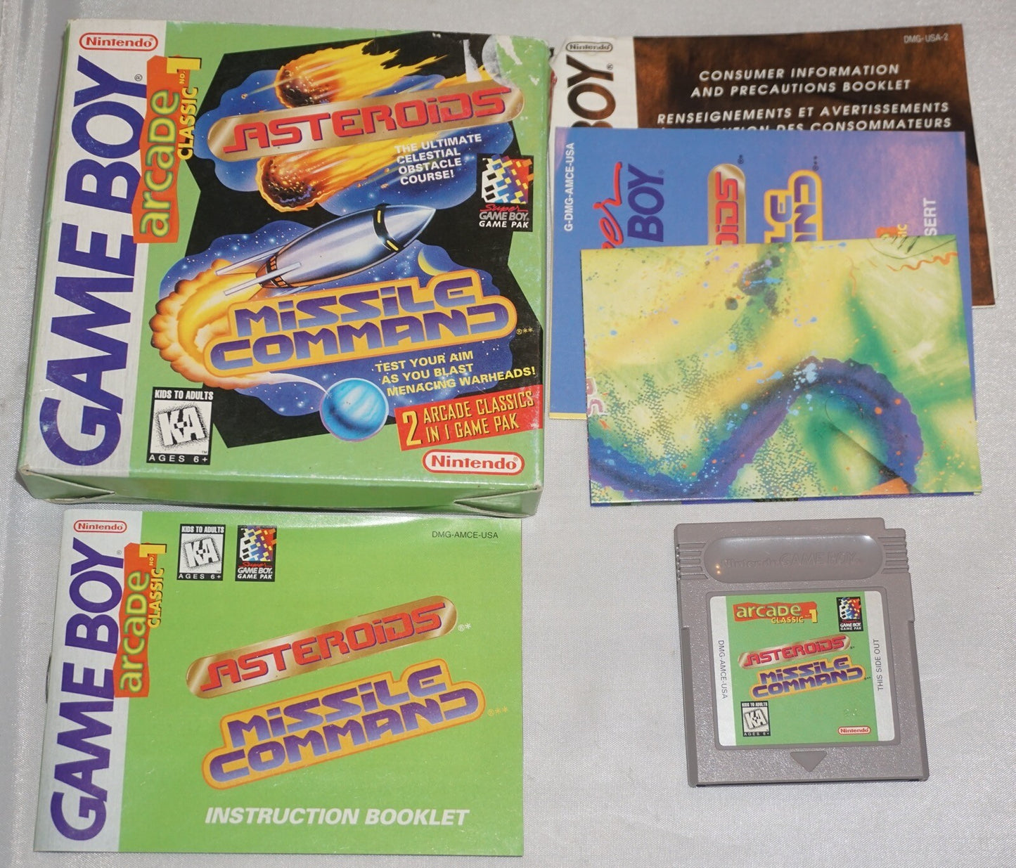 Arcade Classic 1 Asteroids (Nintendo Gameboy Game Boy) Complete in Box CIB