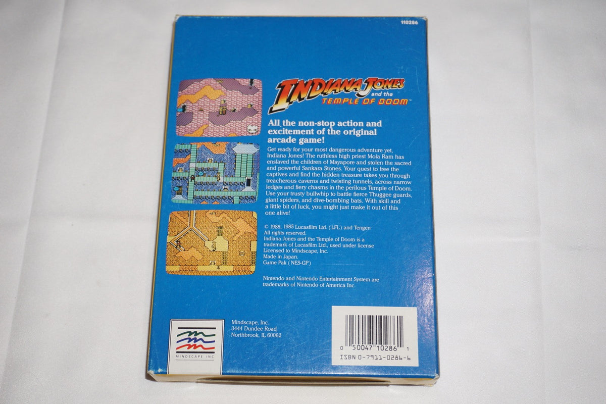 Indiana Jones and the Temple of Doom (Nintendo NES) Complete in Box CIB
