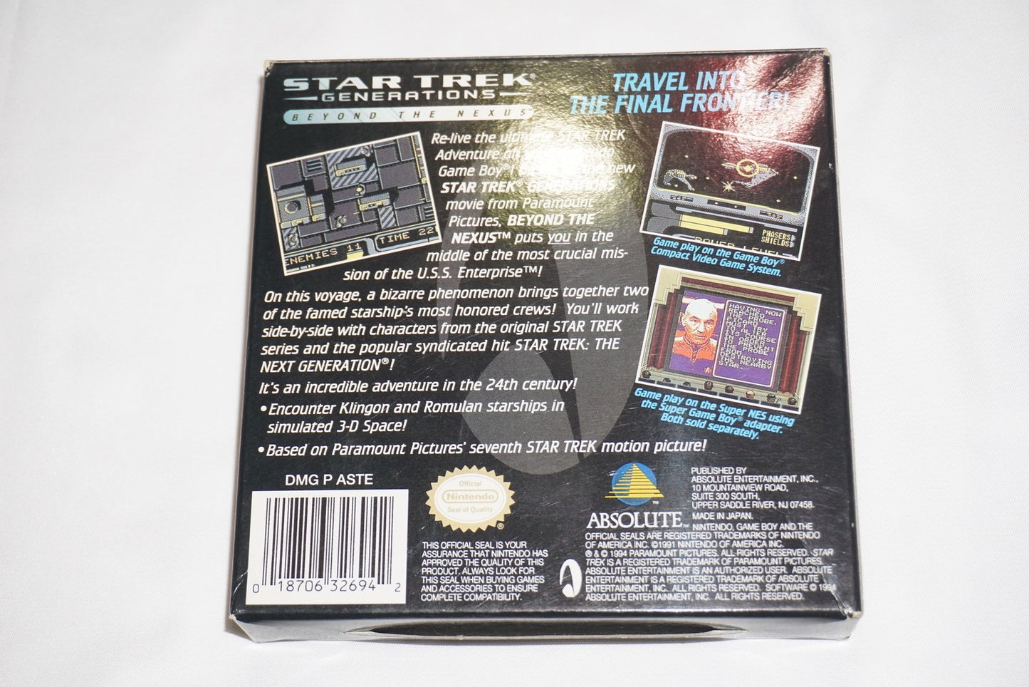 Star Trek Generations Beyond the Nexus (Game Boy Gameboy) Complete w/ Reg CIB