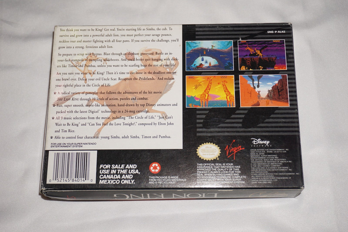 Lion King (Super Nintendo SNES) Complete in Box CIB