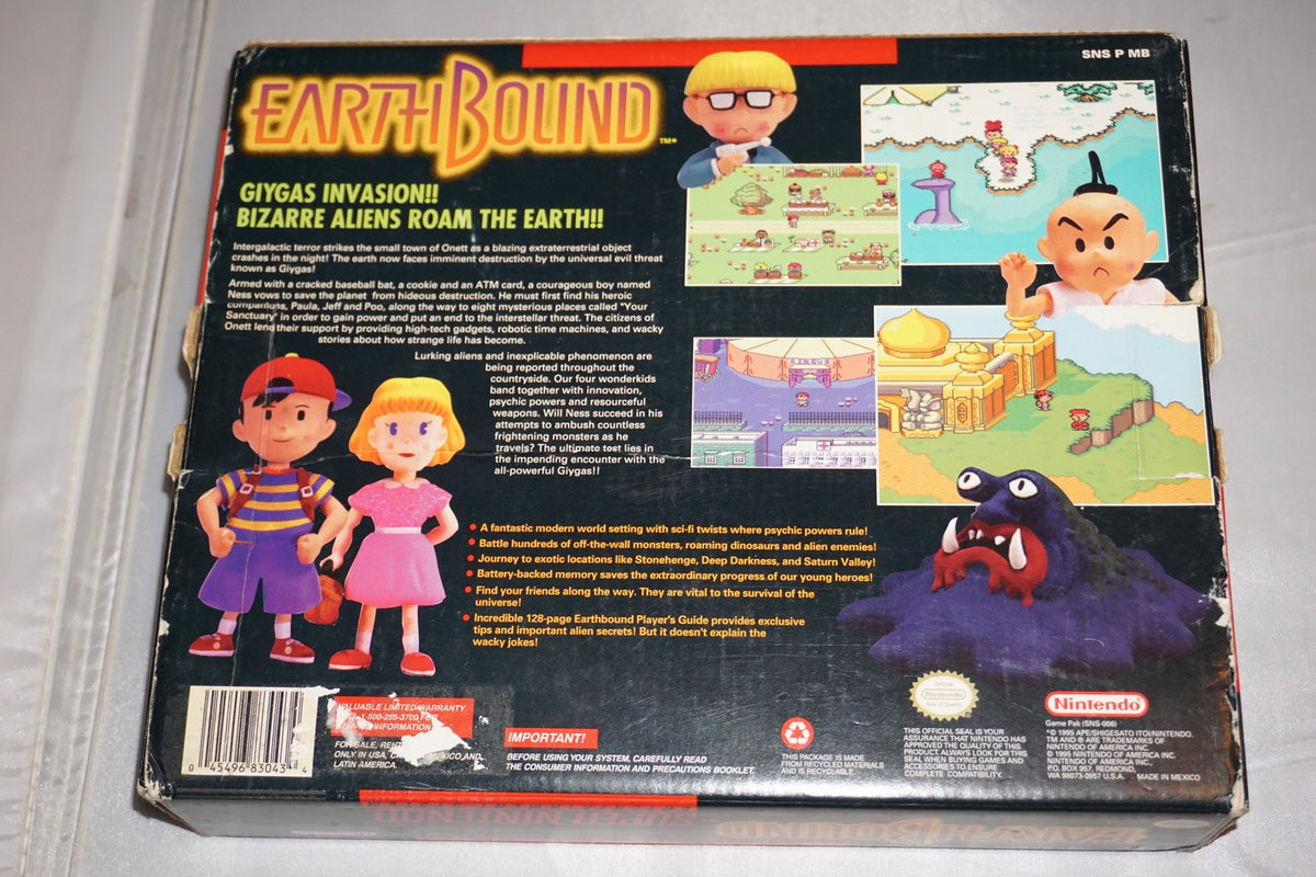 Earthbound (Super Nintendo SNES) Complete in Box CIB Guide Cards