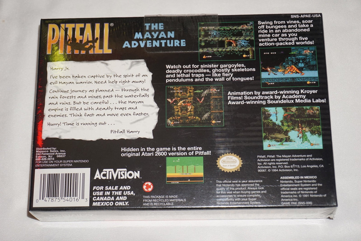 Pitfall: The Mayan Adventure (Super Nintendo SNES) NEW Sealed