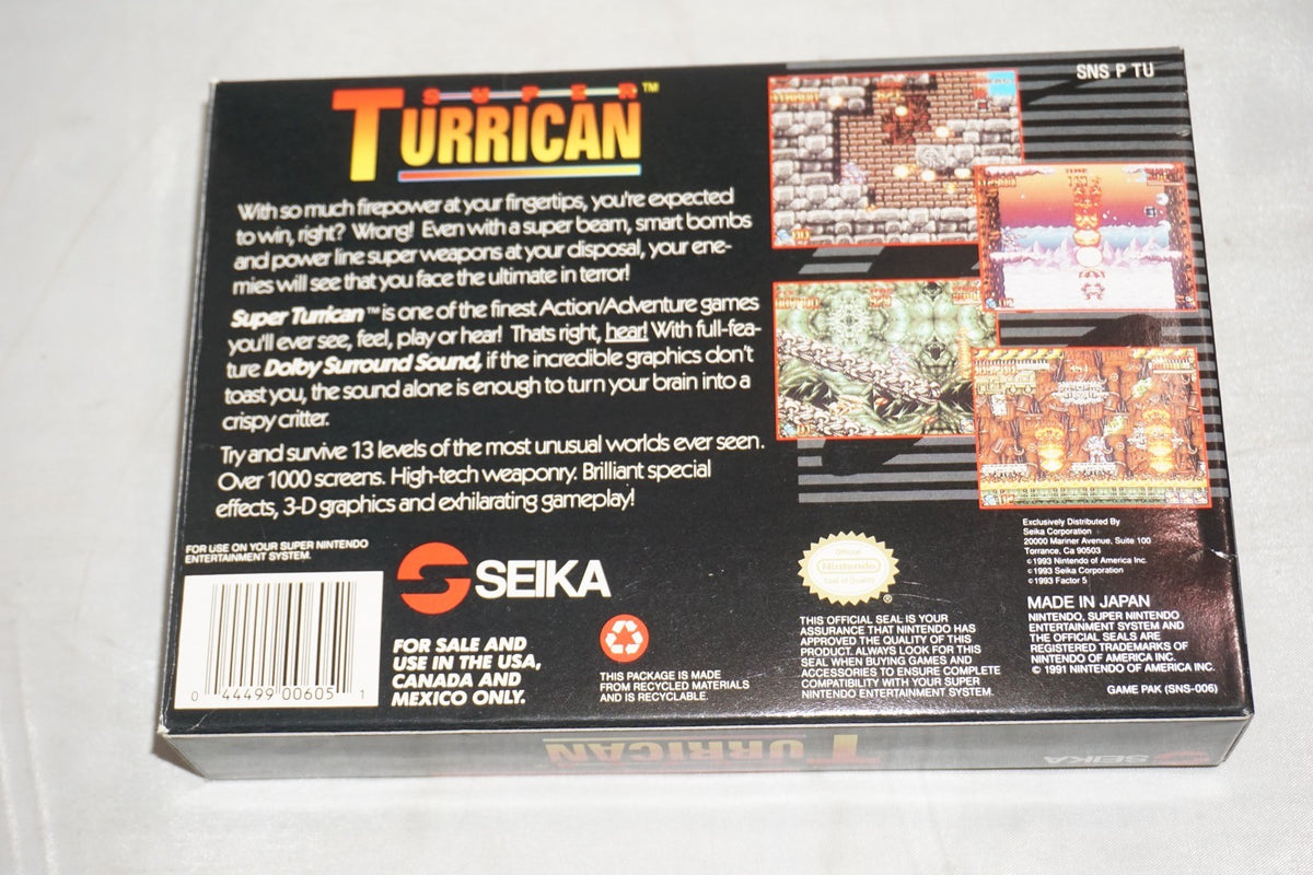 Super Turrican 1 (Super Nintendo SNES) Complete in Box w/ Reg Card CIB