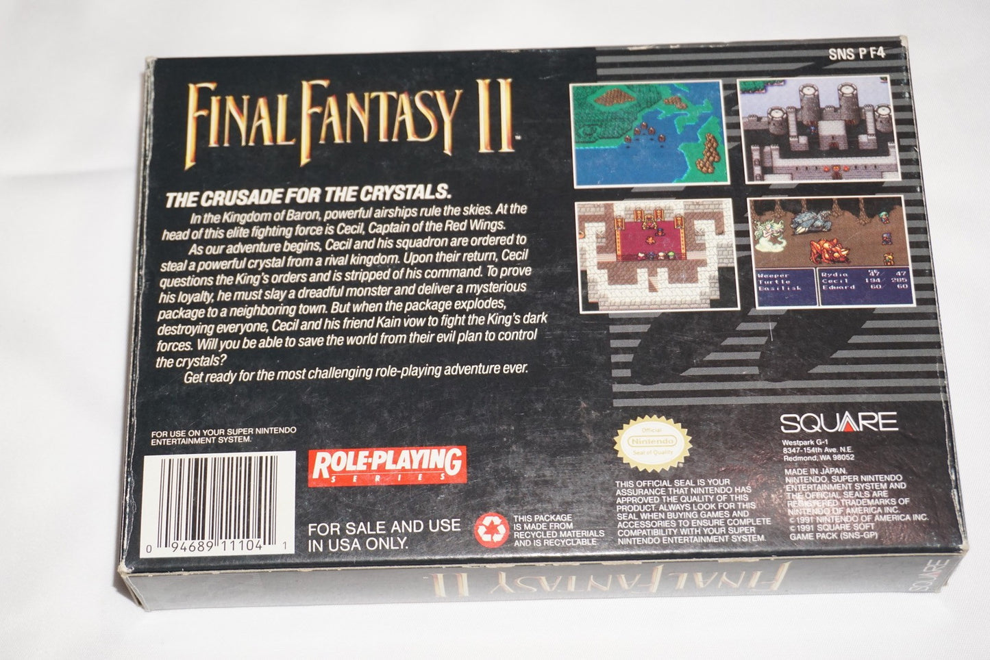 Final Fantasy II 2 (Super Nintendo SNES) Complete in Box CIB
