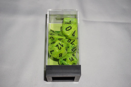 Chessex 22430 Vortex Bright Green / Black Light CHX Dice Set NEW Sealed