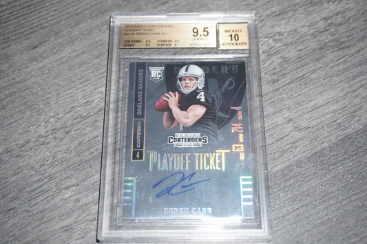 2014 Panini Contenders Derek Carr Playoff Ticket 214A BGS 9.5 10 Autograph