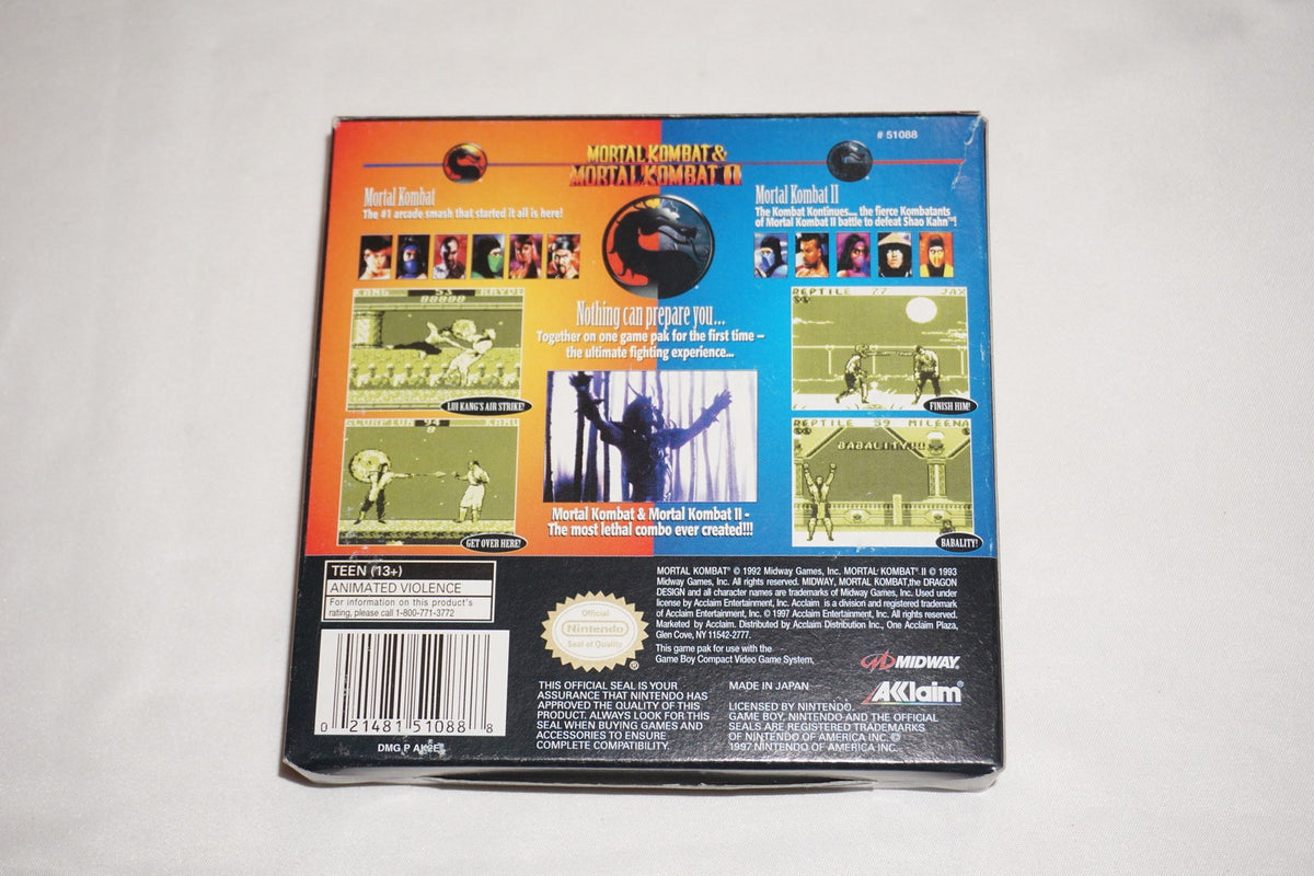 Mortal Kombat I & II 1 2 (Nintendo Game Boy Game Boy) Complete in Box CIB
