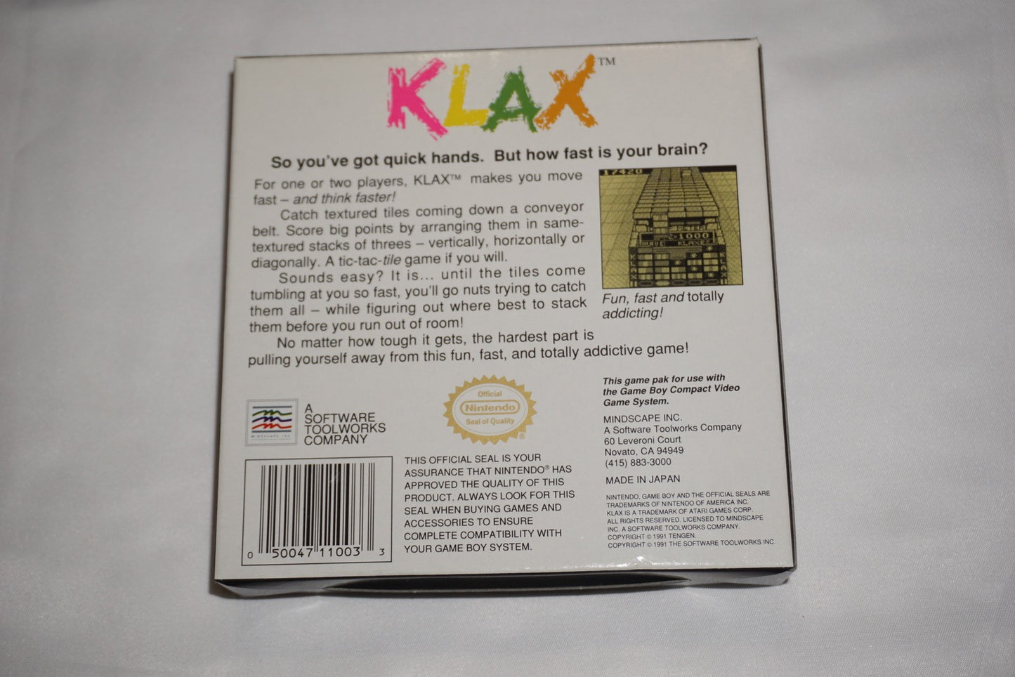 Klax (Nintendo Game Boy Gameboy) Complete in Box CIB