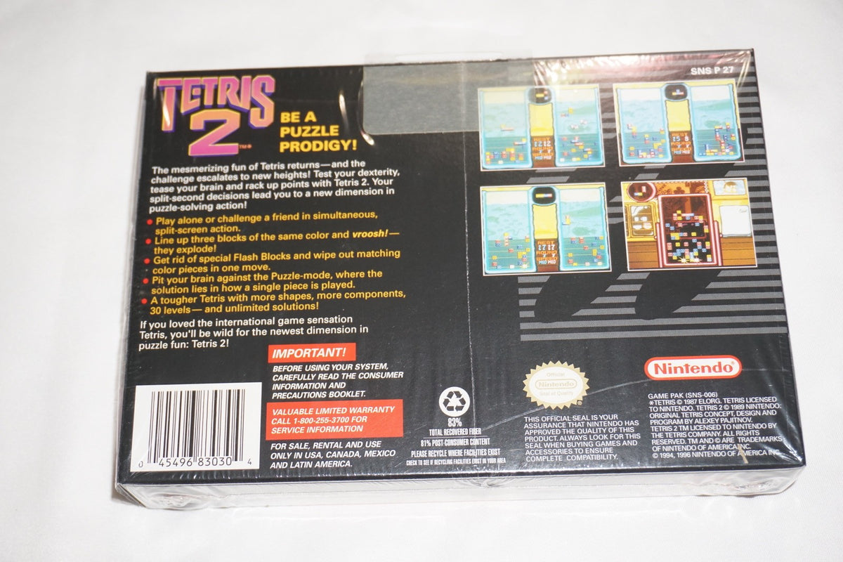 Tetris 2 (Super Nintendo SNES) Complete in Box CIB Near Mint