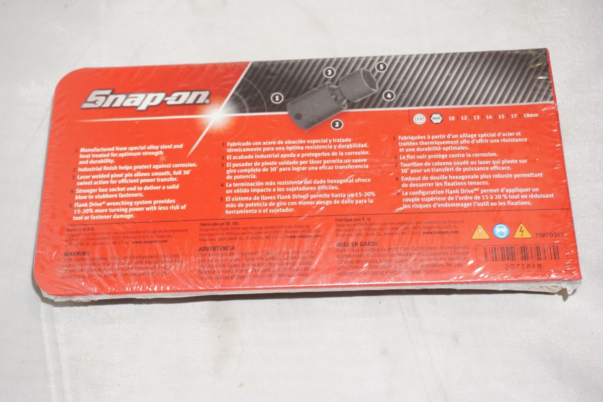 Snap On 7 pc 3/8" Metric Shallow Swivel Impact Socket Set 207ipfm NEW Sealed