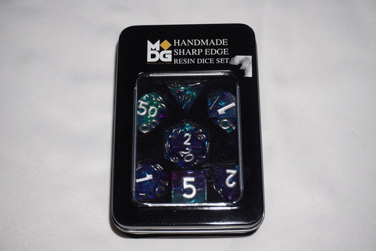 Mdg Sharp Edge Resin Oceanic Flare 932 Dice Set D&D NEW Sealed