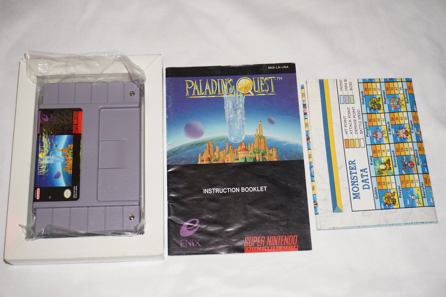 Paladin's Quest (Super Nintendo SNES) Complete in Box w/ Chart CIB