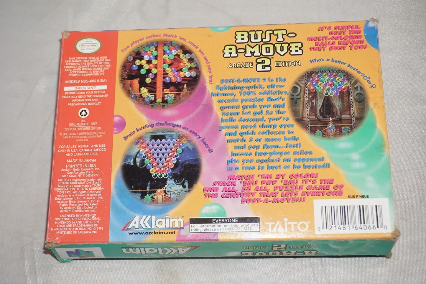 Bust-A-Move 2: Arcade Edition (Nintendo 64 N64) Complete in Box CIB