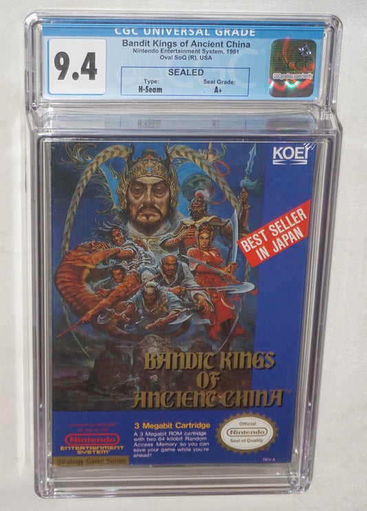 Bandit Kings of Ancient China (Nintendo NES) CGC 9.4 A+ NEW Sealed