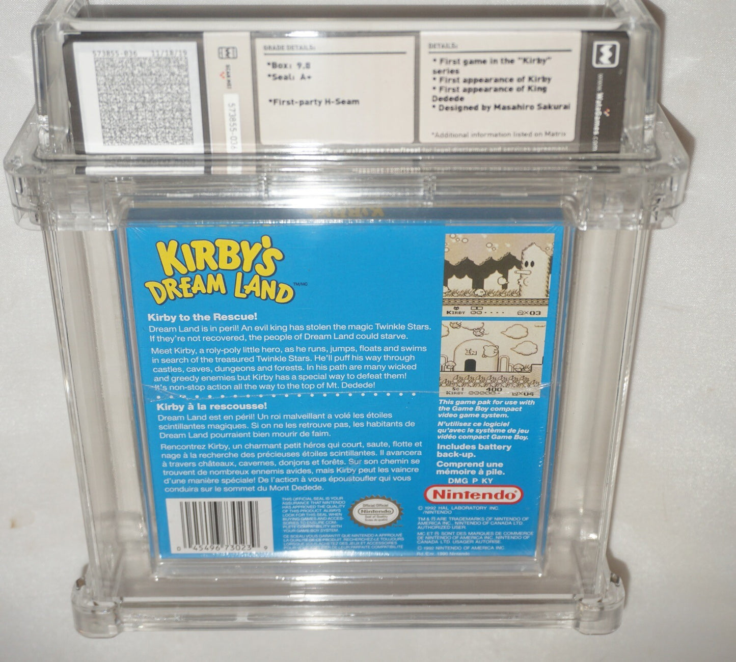 Kirby’s Dream Land CANADIAN (Nintendo Gameboy Game Boy) NEW Sealed WATA 9.8 A+