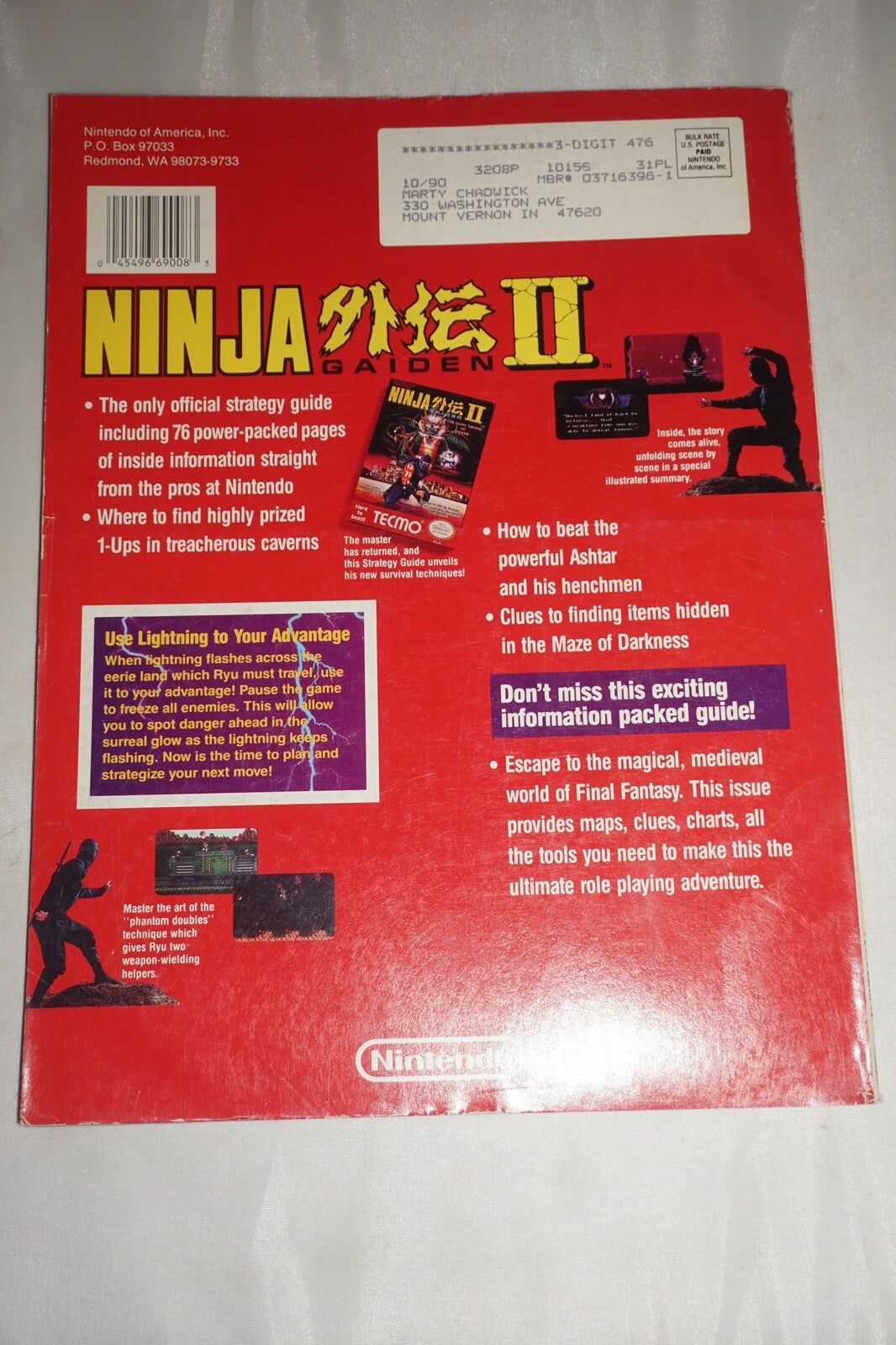 Sg2/Np15 Ninja Gaiden II 2 15 Nintendo Power Magazine #6 Poster