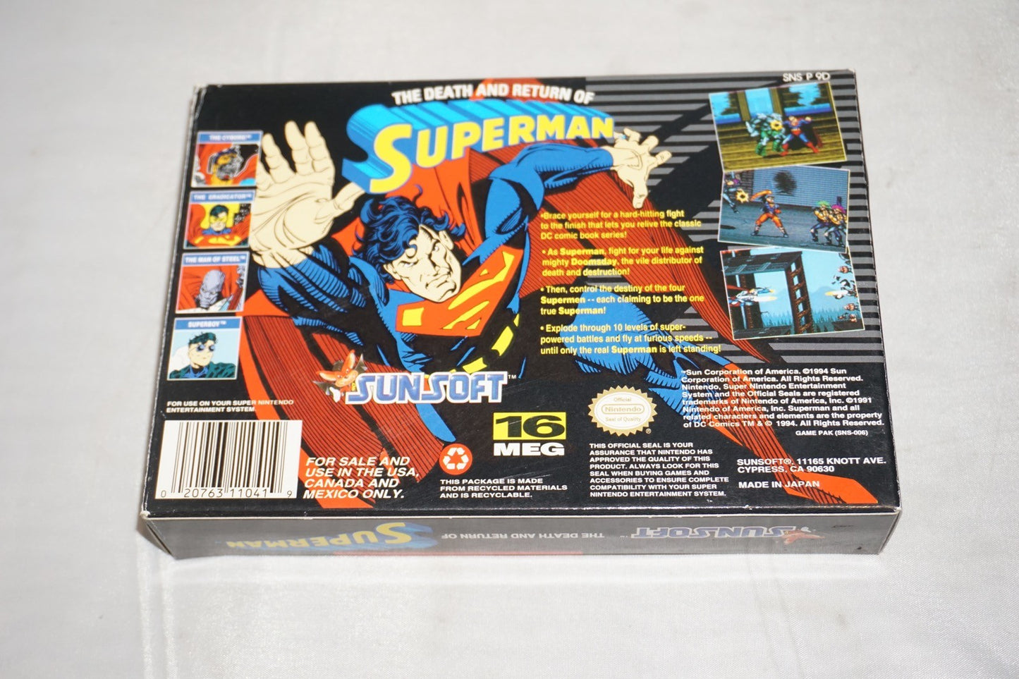 Death And Return Of Superman (Super Nintendo SNES) Complete in Box CIB
