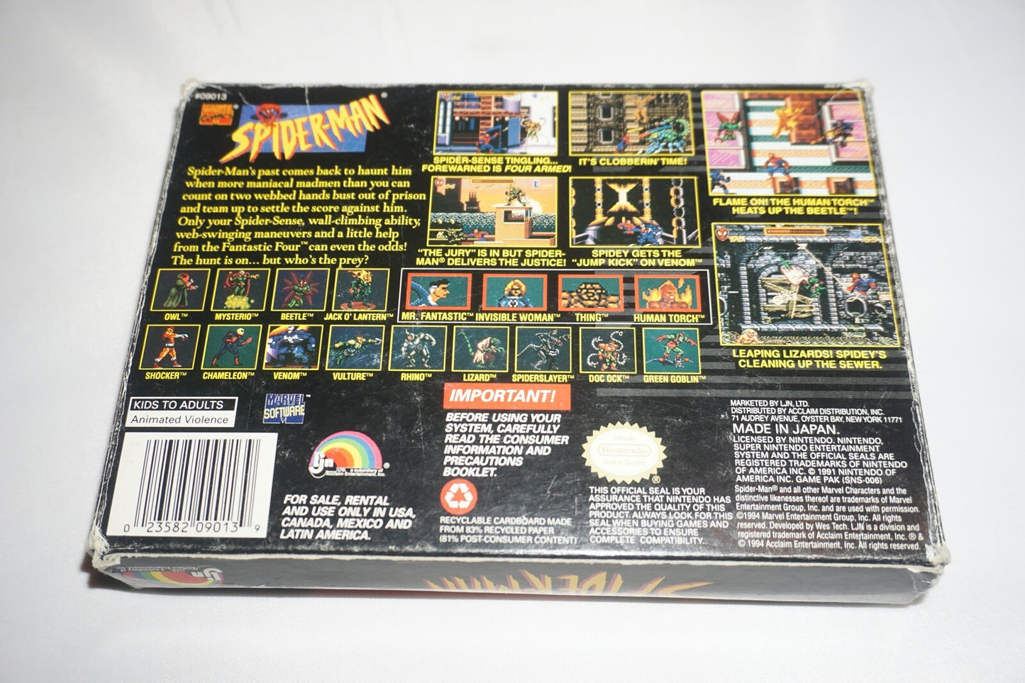 Spider-Man (Super Nintendo SNES) Complete in Box CIB