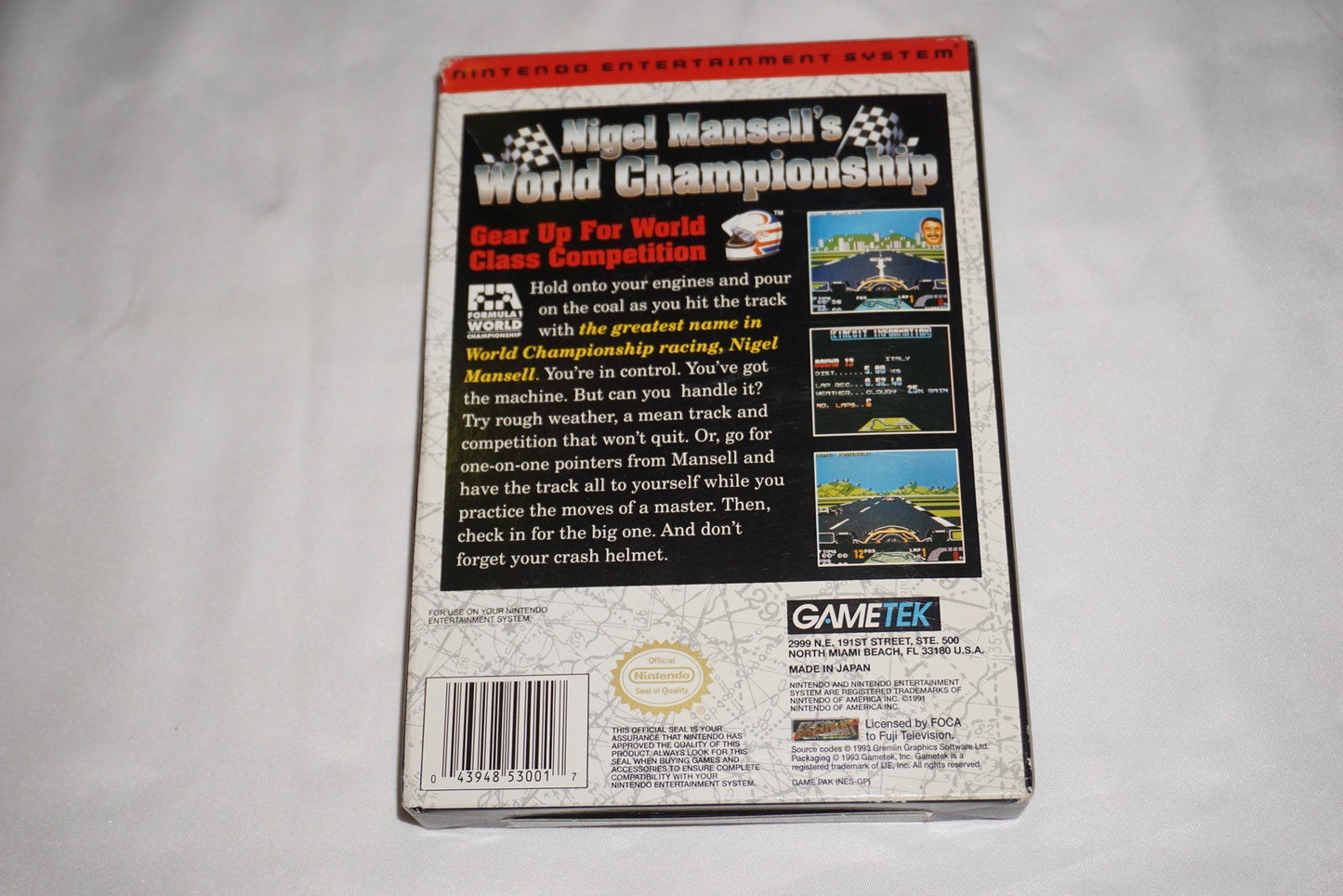 Nigel Mansell’s World Championship Racing (Nintendo NES) Complete Reg Poster CIB