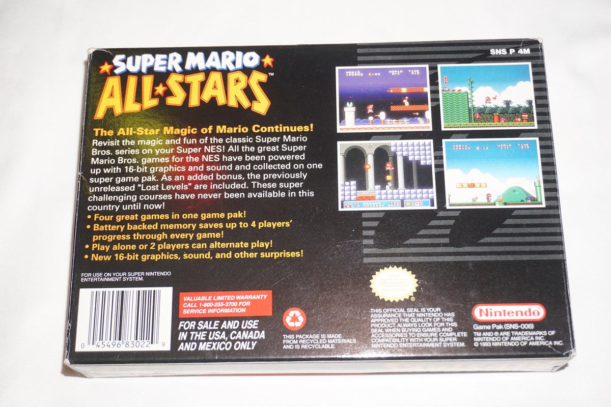 Super Mario All Stars (Super Nintendo SNES) Complete in Box CIB