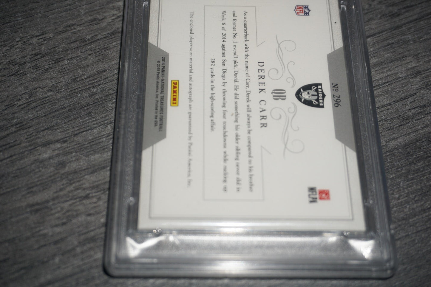 2014 Panini National Treasures Derek Carr Century RPA Autographed PSA 10 /99