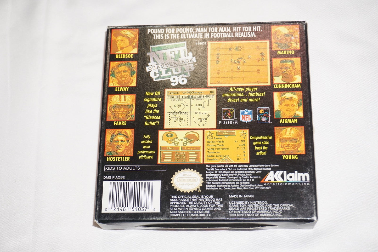 NFL Quarterback Club 96  (Nintendo Game Boy Gameboy) Complete in Box CIB