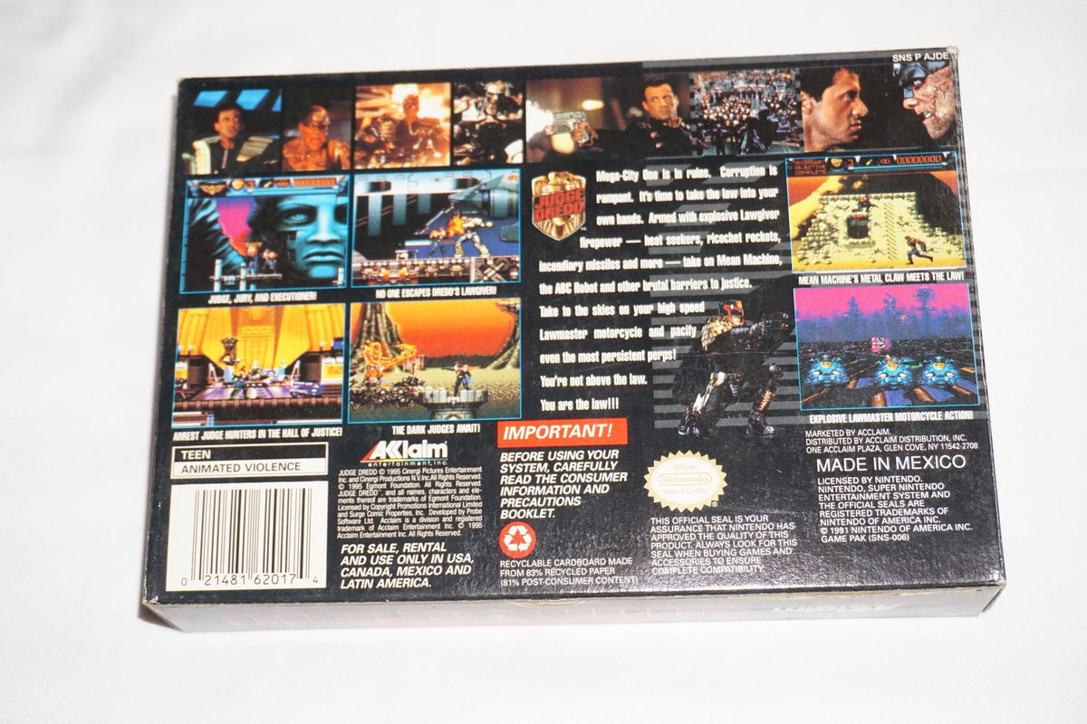 Judge Dredd (Super Nintendo SNES) Complete in Box CIB