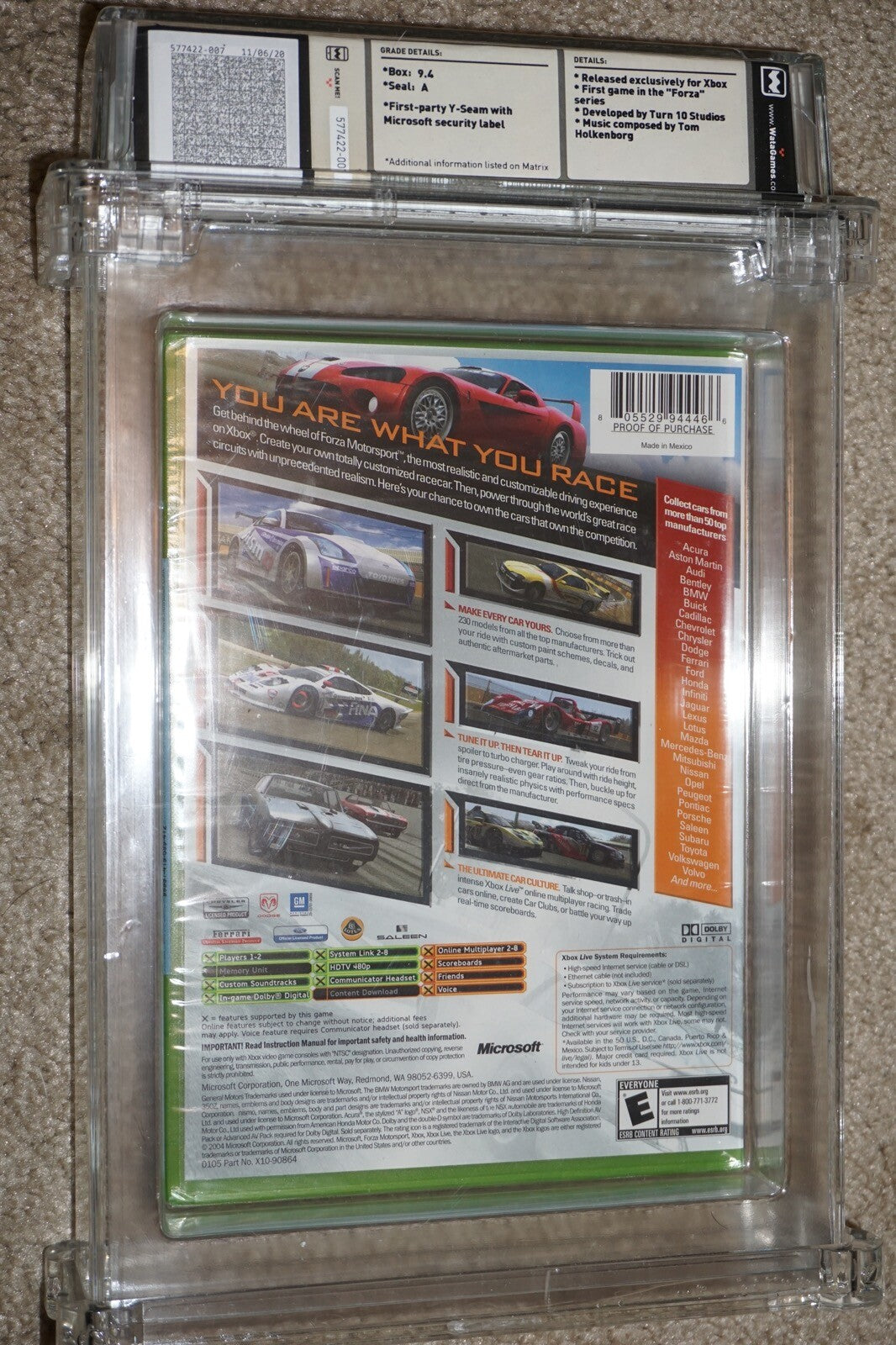 Forza Motorsport 1 (Microsoft Xbox) WATA 9.4 A NEW Factory Sealed Original