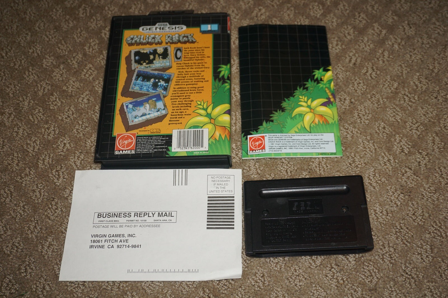 Chuck Rock (Sega Genesis) Complete w/ Registration Card