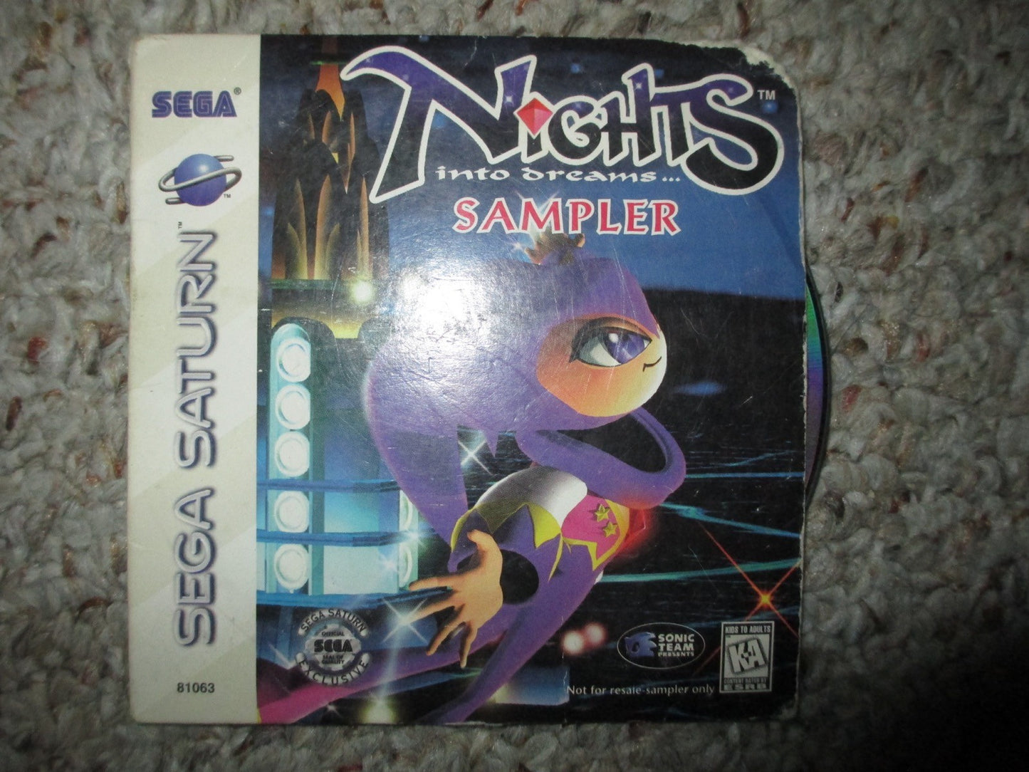 NiGHTS into Dreams (Demo Edition) (Sega Saturn) Sampler w/ Sleeve